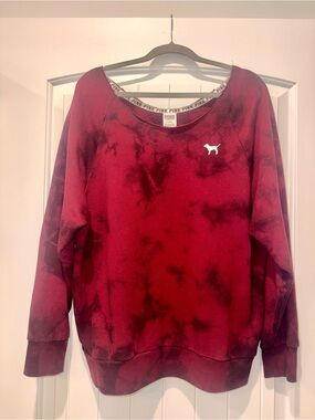 PINK Victoria's Secret Maroon Tie-Dye Pullover Sweatshirt